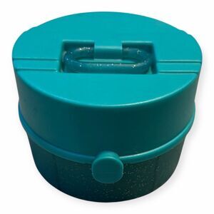 VINTAGE CABOODLES Style Women’s Teal Mini Round Makeup Organizer Case
